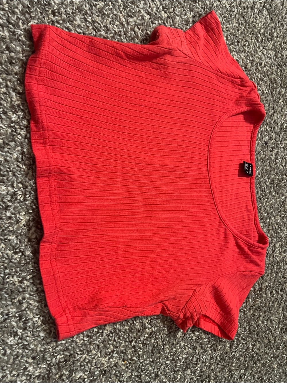 SHEIN Red Ribbed Short Sleeve Crop Top